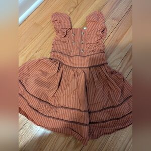 Kate Quinn Wonderland Dress Cinnamon Pinstripe